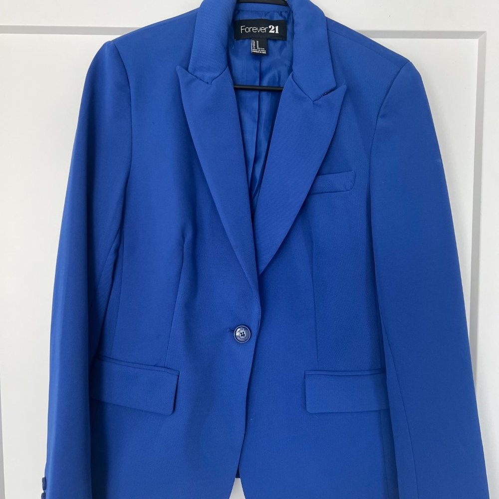 Blue Blazer Forever 21 Professional Blazer Size Medium Cobalt Blue